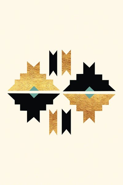 Tribal: Abstract Tribal III Gold And Black by Nordic Print Studio