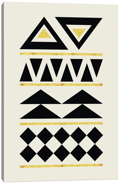 Abstract Tribal Gold And Black IV Canvas Art Print - Tribal Patterns