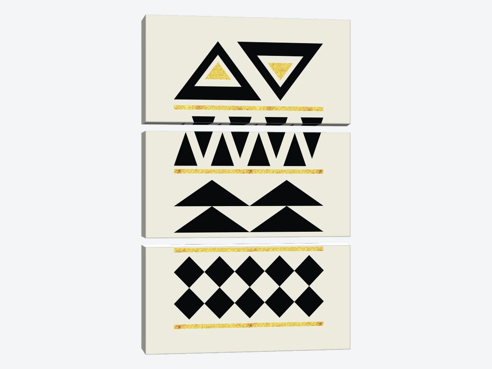 Abstract Tribal Gold And Black IV by Nordic Print Studio 3-piece Canvas Artwork