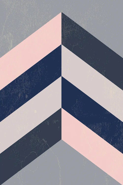 Retro Chevron Pink, Navy Blue And Grey