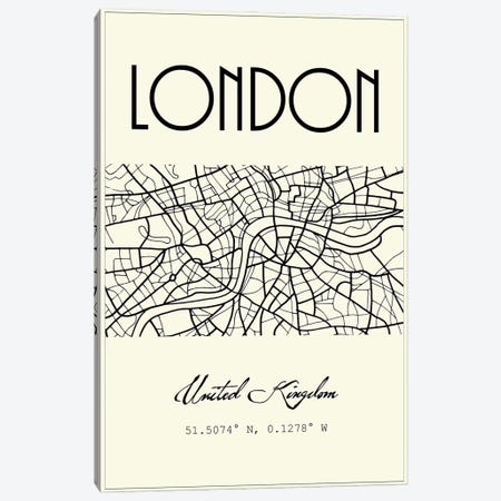 London City Map Canvas Print #NPS96} by Nordic Print Studio Canvas Artwork
