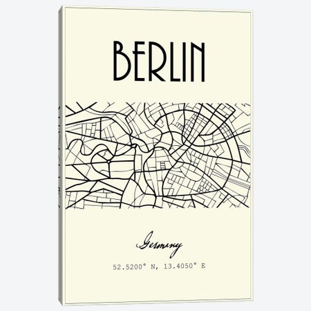 Berlin City Map Canvas Print #NPS98} by Nordic Print Studio Art Print