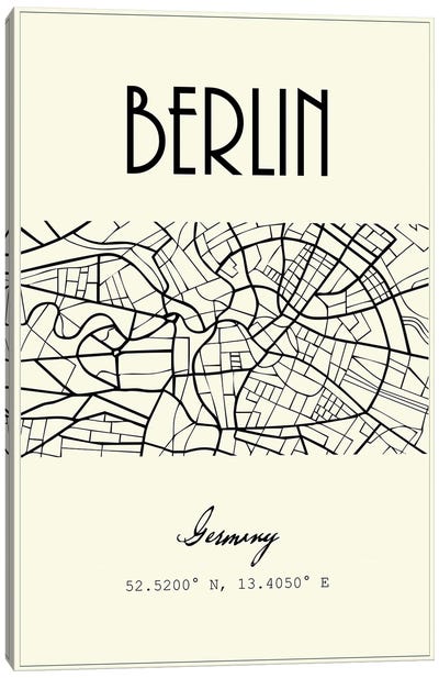 Berlin City Map Canvas Art Print - Nordic Print Studio