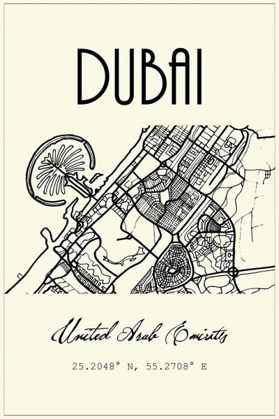 United Arab Emirates: Dubai City Map by Nordic Print Studio