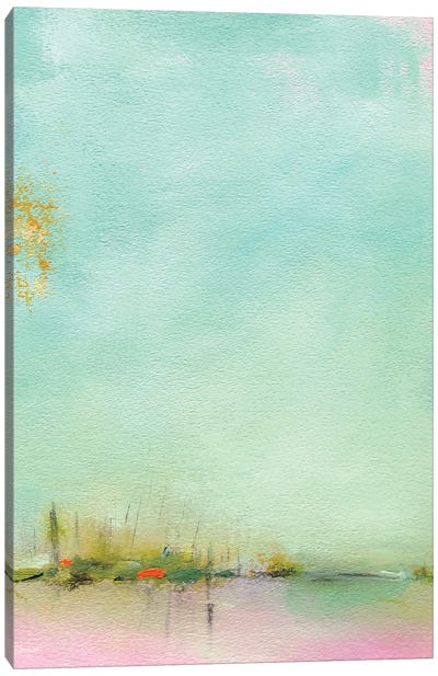 The Morning Song Canvas Art Print - Teal Abstract Art