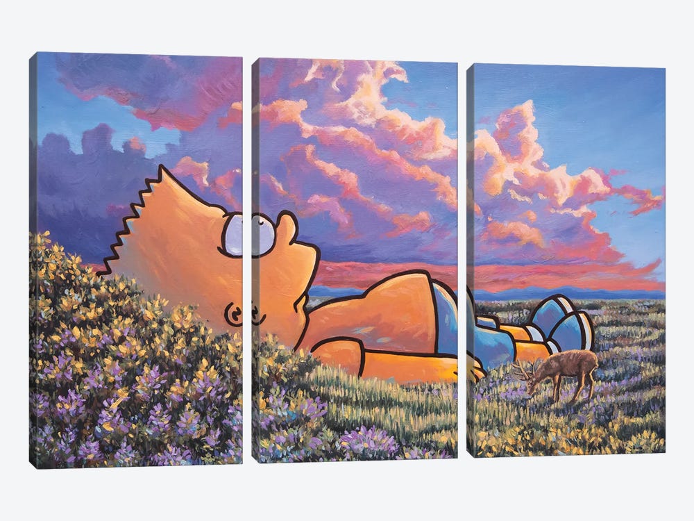 Deer Bart by Nick Prodromou 3-piece Canvas Wall Art