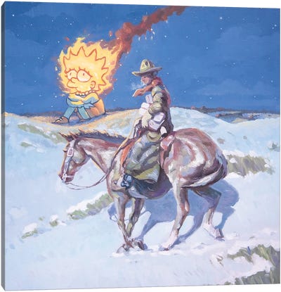 Delivering The Mail Canvas Art Print - Cowboy & Cowgirl Art