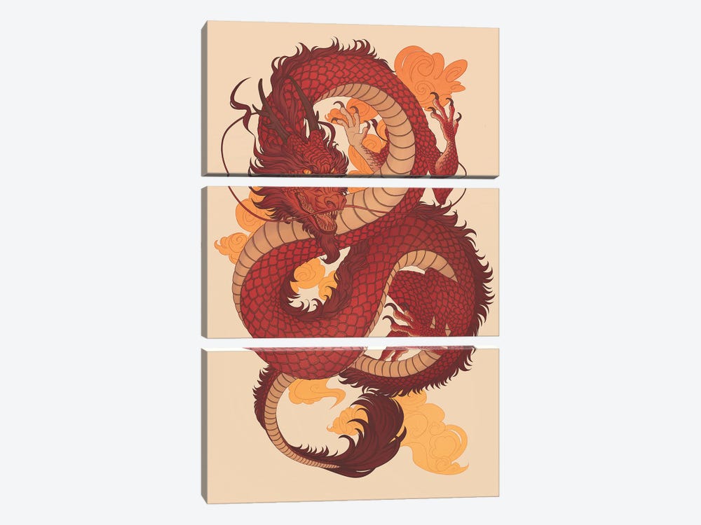 Chinese Dragon by Nora Potwora 3-piece Canvas Art