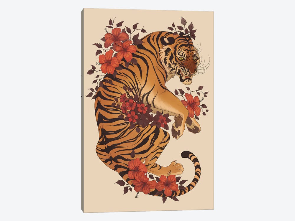 Hibiscus Tiger by Nora Potwora 1-piece Canvas Print