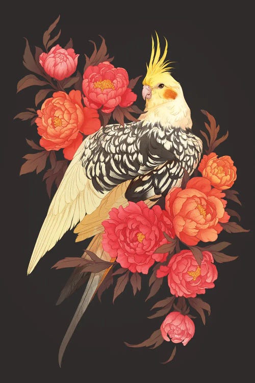Peony Cockatiel by Nora Potwora wall art