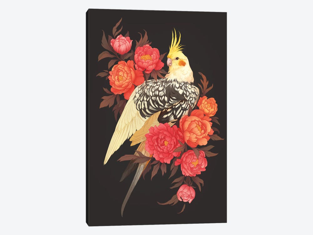Peony Cockatiel by Nora Potwora 1-piece Canvas Art Print