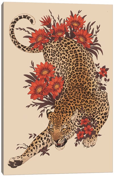 Spotted Blooms Canvas Art Print - Leopard Art