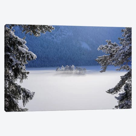 Fog Over Frozen Lake Canvas Print #NRB7} by Norbert Maier Art Print