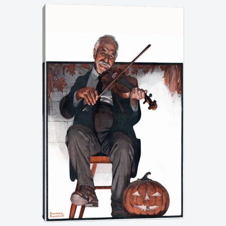 Man Playing Violin Canvas Print #NRL105} by Norman Rockwell Canvas Art Print