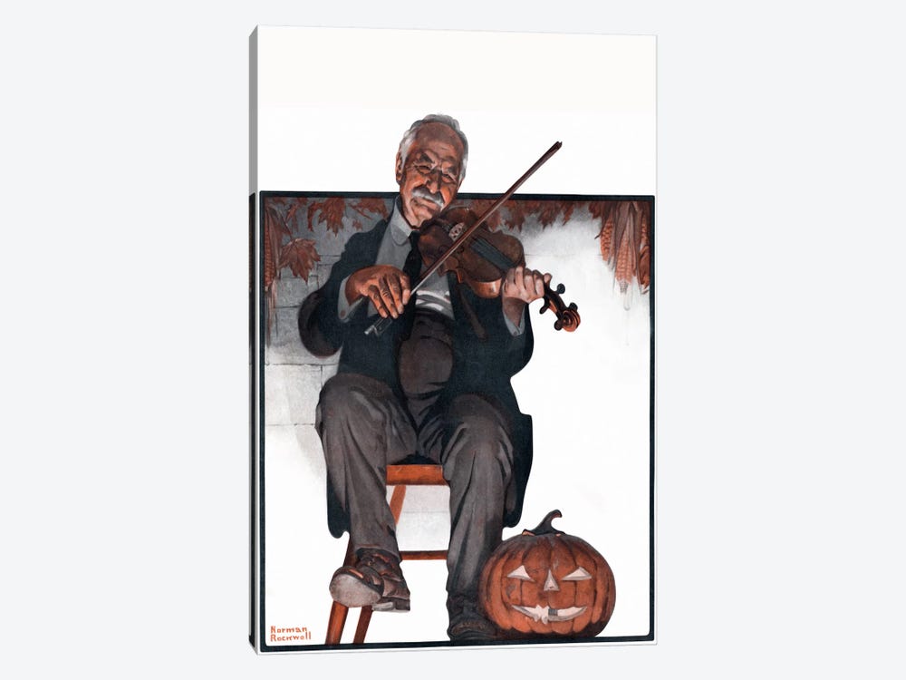 Man Playing Violin by Norman Rockwell 1-piece Canvas Print