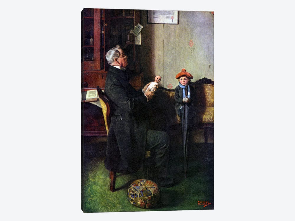 A Hopeless Case by Norman Rockwell 1-piece Canvas Wall Art