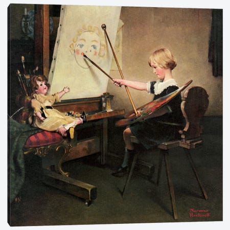 The Artist's Daughter Canvas Print #NRL114} by Norman Rockwell Canvas Wall Art