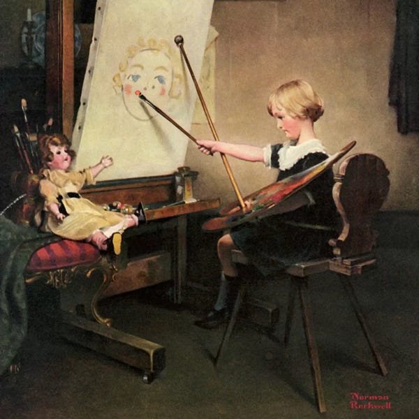 Dolls: The Artist's Daughter by Norman Rockwell