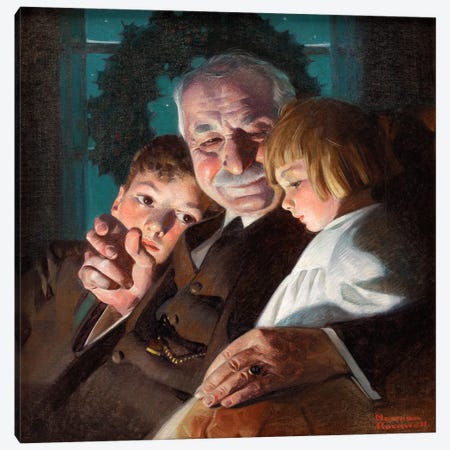 The Story of Christmas Canvas Print #NRL118} by Norman Rockwell Canvas Art Print