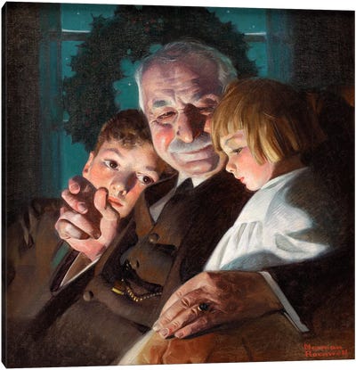 The Story of Christmas Canvas Art Print - Norman Rockwell