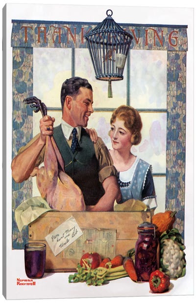 Couple Uncrating Turkey Canvas Art Print - American Décor