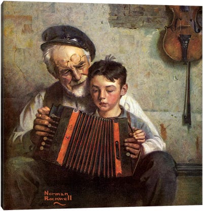 The Music Lesson Canvas Art Print - Child Portrait Art