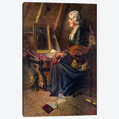 Woman Reading Love Letters in Attic Canvas Print #NRL123} by Norman Rockwell Canvas Wall Art