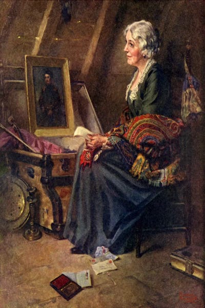 Woman Reading Love Letters in Attic