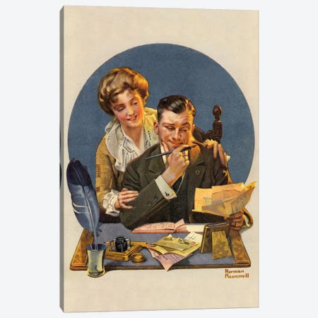 First of the Month Canvas Print #NRL129} by Norman Rockwell Canvas Artwork