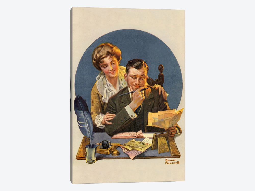 First of the Month by Norman Rockwell 1-piece Canvas Print