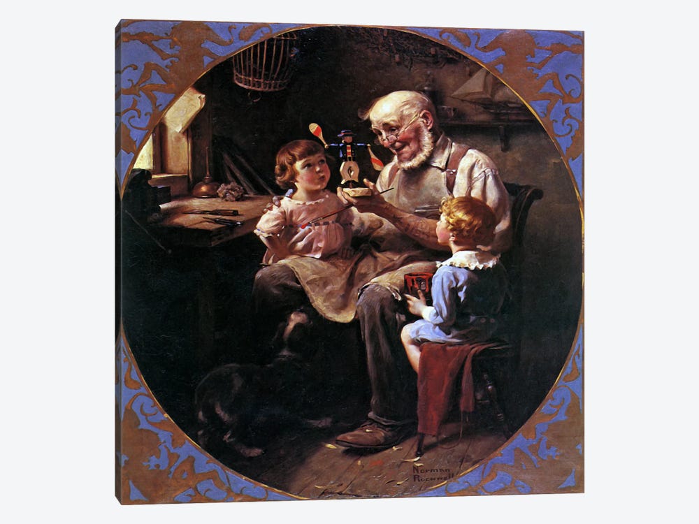 The Toy Maker by Norman Rockwell 1-piece Canvas Print