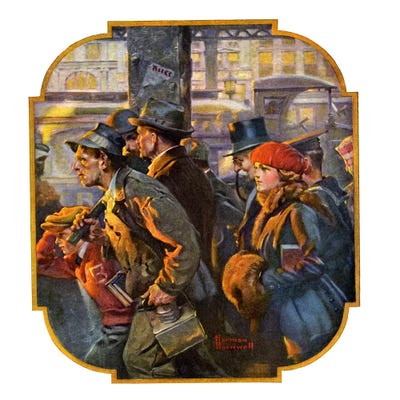 End of the Working Day by Norman Rockwell metal wall art
