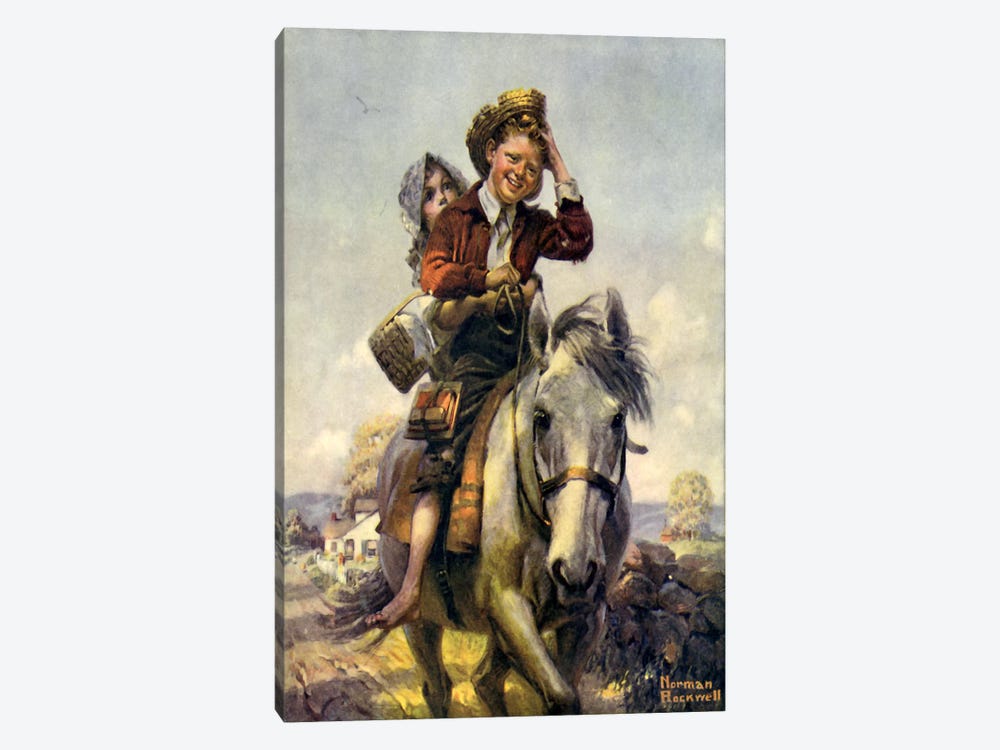 Off to School by Norman Rockwell 1-piece Canvas Print