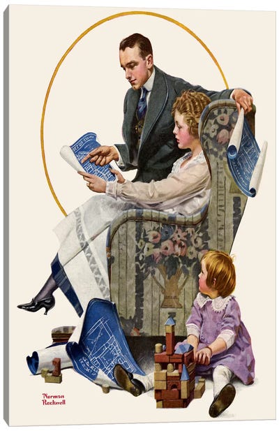 Planning the Home Canvas Art Print - Family Art