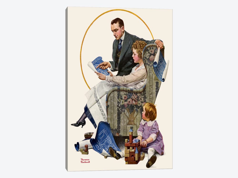 Planning the Home by Norman Rockwell 1-piece Canvas Print
