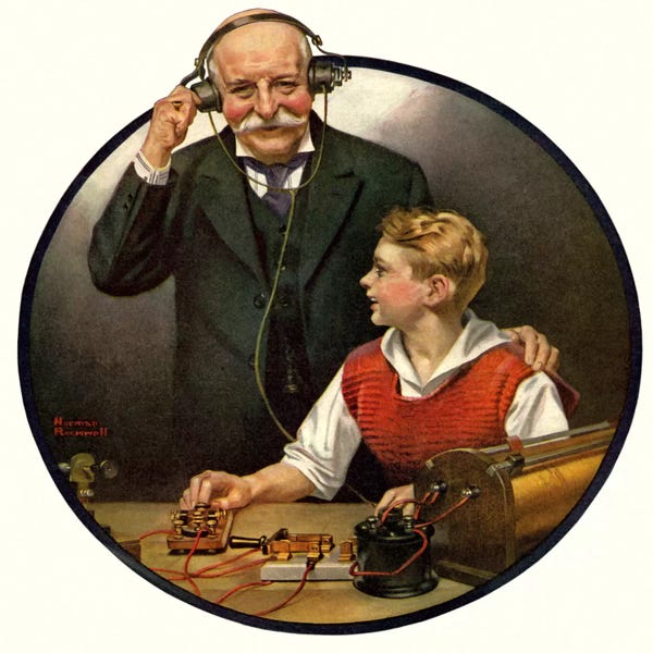 Norman Rockwell: Grandpa Listening In on the Wireless by Norman Rockwell