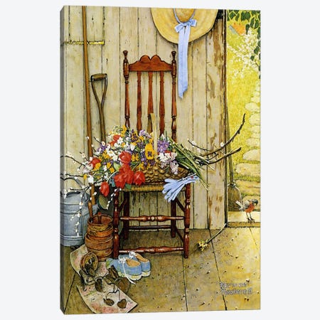 Spring Flowers Canvas Print #NRL13} by Norman Rockwell Art Print