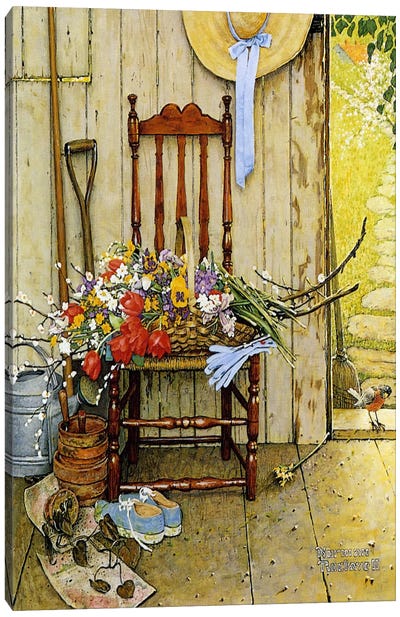 Spring Flowers Canvas Art Print - Norman Rockwell