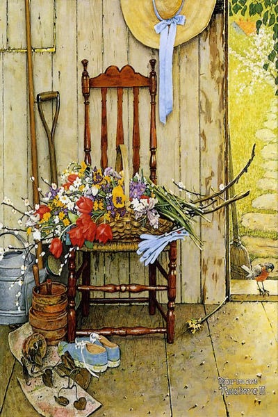 Norman Rockwell: Spring Flowers by Norman Rockwell