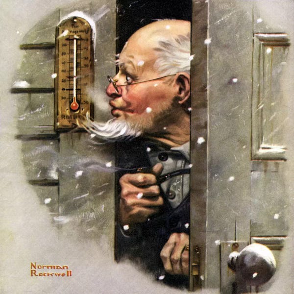 Norman Rockwell: Man Reading Thermometer by Norman Rockwell