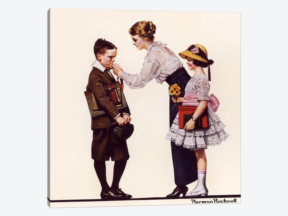 Mother Sending Children Off to School by Norman Rockwell 1-piece Canvas Art