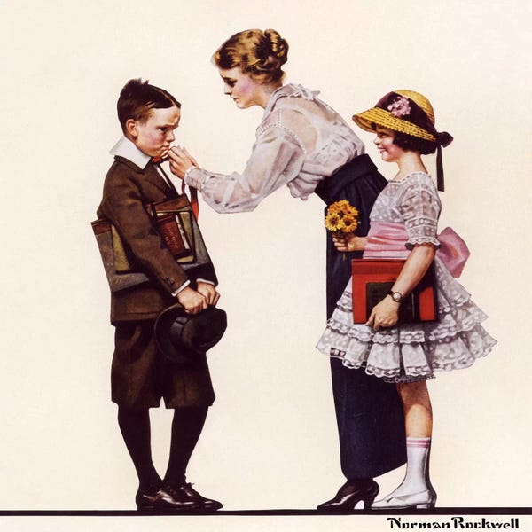 Norman Rockwell: Mother Sending Children Off to School by Norman Rockwell