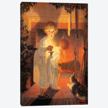 Children Looking Up Fireplace Canvas Print #NRL151} by Norman Rockwell Canvas Art Print