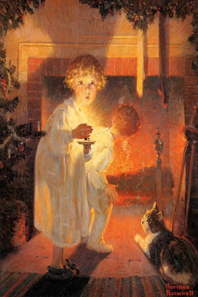 Norman Rockwell: Children Looking Up Fireplace by Norman Rockwell