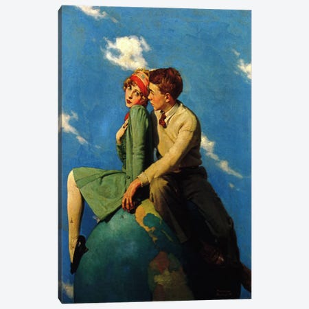On Top of the World Canvas Print #NRL157} by Norman Rockwell Canvas Artwork