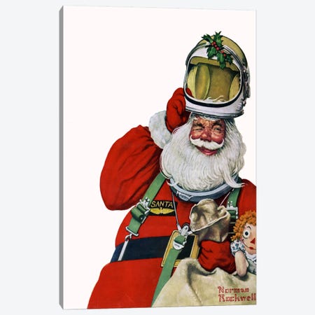 Space Age Santa Canvas Print #NRL160} by Norman Rockwell Canvas Wall Art