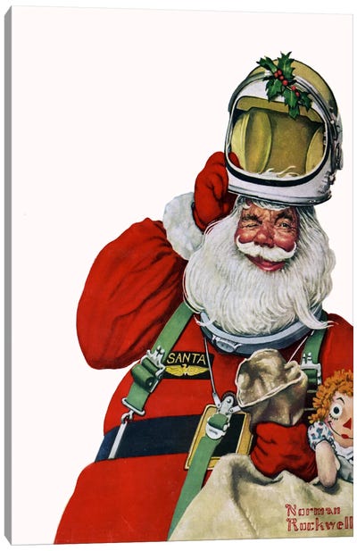 Space Age Santa Canvas Art Print - Norman Rockwell Christmas Art