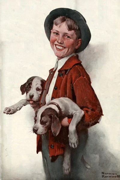 Norman Rockwell: Boy with Puppies by Norman Rockwell