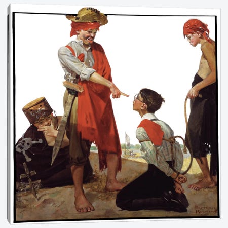 Cousin Reginald Plays Pirates Canvas Print #NRL170} by Norman Rockwell Canvas Print