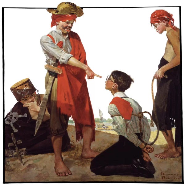 Norman Rockwell: Cousin Reginald Plays Pirates by Norman Rockwell
